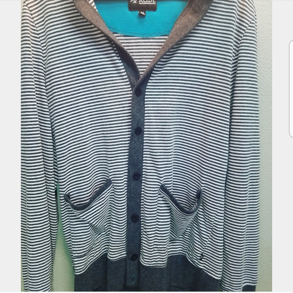 Gray + White Striped Cardigan